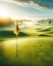 Well Manicured Golf Course Springtime Morning Golfing Sunrise Fairway AI Generated