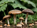 AI generated realistic image of mushrooms during rainfall