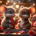 Valentines Day Adorable Lovable Mice Couple Small Animals Forest Woodland Critters Winter Canada AI Generated