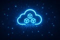 AI generated realistic sci fi image featuring a robot symbol with glowing cloud icon and digital circuits representing seamless Royalty Free Stock Photo