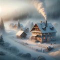 A Country Scene in Winter Old Homestead House Property AI Generated