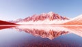 AI-Generated Reflection of a Pink Snowy Mountain Royalty Free Stock Photo