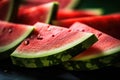 close-up of sliced watermelon against dark background