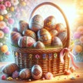 Basket Easter Eggs Ukrainian Pysanka Salvation Sacrifice Crucifixion Jesus Sunday Risen Sunrise AI Generated