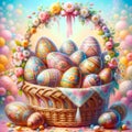 Easter Eggs Pysanka Ukrainian Basket Salvation Sacrifice Crucifixion Jesus Sunday Risen Sunrise AI Generated