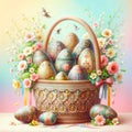 Ukrainian Easter Eggs Basket Salvation Sacrifice Crucifixion Jesus Sunday Risen Sunrise AI Generated Royalty Free Stock Photo