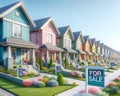 New Home House Construction Subdivision Row Pastel Colors For Sale AI Generated