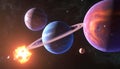 rendering of planets in space solar system on dark background