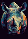 AI generated rhinoceros on black background