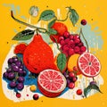 AI-Generated Riso-Style Fruit Image