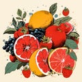 AI-Generated Riso-Style Fruit Image