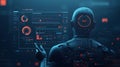 AI-generated Robot Analyzing Futuristic Data Screen Royalty Free Stock Photo