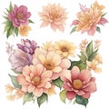 AI generated: romantic colorful watercolor flower design for wedding