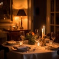AI generated romantic dinner setting with utensils