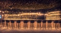 Ai generated a row of bar stools in a dimly lit bar Royalty Free Stock Photo