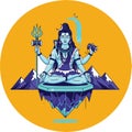 Geometric Minimalist Shiva Meditation Vector Royalty Free Stock Photo
