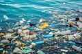 AI generated sea water filled with garbage