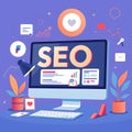 AI generated search engine optimization illustration with marketer boosting website rankings
