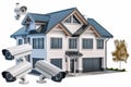 Secure electronic surveillance setups with CCTV, SSL protocol, sound monitoring, alarm communication, and perimeter defense.