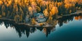 AI-Generated Serene Lakeside Cabin in Autumn