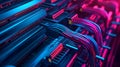 AI-generated Server Rack Network Cables Neon Glow Royalty Free Stock Photo