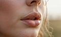 Ai generated Sexy lips. Macro of woman\'s face part. Beauty pink lip. Beautiful make-up close-up, passionate lips