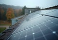 AI generated sharp view of solar panels installed on school roof Royalty Free Stock Photo