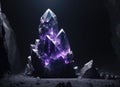 Purple crystal in a cave. Shining gemstone. AI Generated