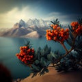 Vibrant Wildland Scene of Sea Buckthorn Berries, Made with Generative AI