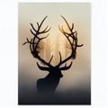 Fiery Deer Antlers Silhouette, Made with Generative AI Royalty Free Stock Photo