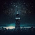 Empire State Building, Night Sky, Made with Generative AI Royalty Free Stock Photo