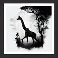 Silhouette of Giraffe in Misty Forest, Made with Generative AI Royalty Free Stock Photo