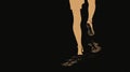 Silhouette of a person jogging against a black background