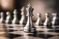 Elegant Silver Chess King Representing Balance Strategy And Leadership Vision Royalty Free Stock Photo