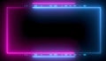 Ai generated of futuristic blue neon border with glowing lines Royalty Free Stock Photo