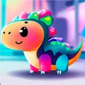 AI generated small dinosaur on colorful background