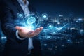 AI generated smart business technology concept professional presenting holographic artificial intelligence interface representing Royalty Free Stock Photo
