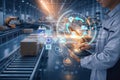 AI generated smart logistics warehouse using digital technology iot automation and real time data tracking to optimize supply Royalty Free Stock Photo