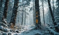A path through a snow covered forest. Royalty Free Stock Photo