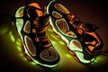 Neon-Glowing Snowshoes, Made with Generative AI