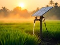 AI generated Solar Irrigation Pump at Sunset Royalty Free Stock Photo