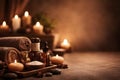 Luxury Spa Wellness Scene With Candles Towels And Aromatherapy Oils Royalty Free Stock Photo