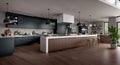 Ai generated a spacious and modern kitchen with a large center island for cooking and entertaining