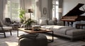 AI generated spacious and well-appointed living room with inviting a cozy and comfortable atmosphere