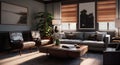 AI generated spacious and well-appointed living room with inviting a cozy and comfortable atmosphere