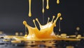 Splash of Melted Cheese in Motion with Creamy Texture and Drips on Black Background Royalty Free Stock Photo