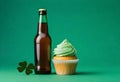 st patrick\'s day cupcake and beer Royalty Free Stock Photo