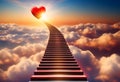 Stairway to Heaven.Stairs in sky. Concept with sun and clouds Royalty Free Stock Photo