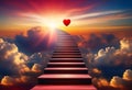 Stairway to Heaven.Stairs in sky. Concept with sun and clouds Royalty Free Stock Photo