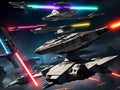 AI generated star war style spaceships in an air battle